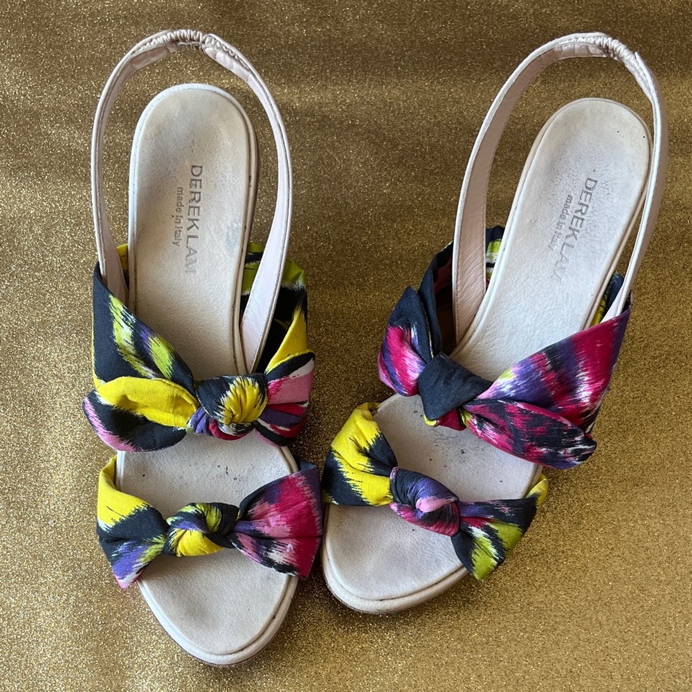 Derek Lam bow wedge Slingback Sandals made in Italy